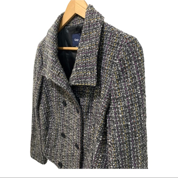 GAP MULTI-COLORED TWEED WOOL BLEND LS FULL BUTTON FRONT BLAZER JACKET SIZE SMALL - Picture 5 of 16
